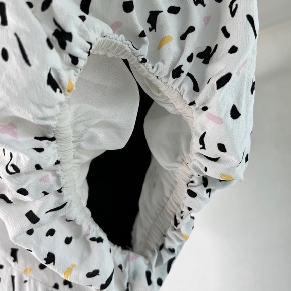 Rahi SZ S Black/White Confetti Patchwork Puff Sleeve Maxi Dress - Picture 8 of 10